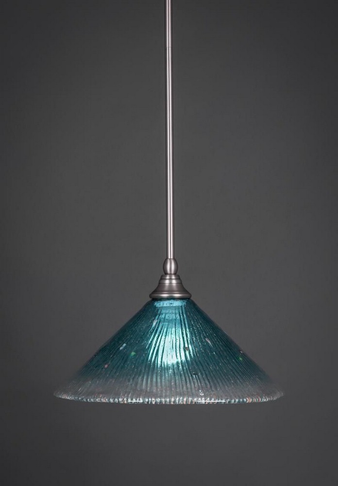 Toltec Lighting-23-BN-448-Any - 1 Light Stem Mini Pendant With Hang Straight Swivel-8 Inches Tall and 12 Inches Wide Brushed Nickel Teal Crystal Any - 1 Light Stem Mini Pendant With Hang Straight Swiv