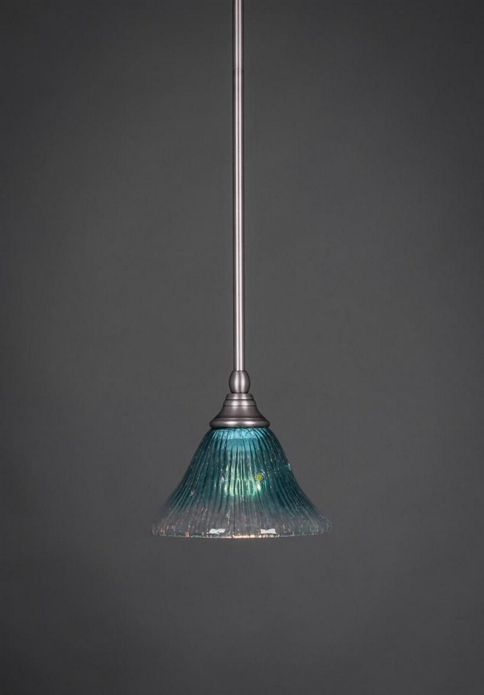 Toltec Lighting-23-BN-458-Any - 1 Light Stem Mini Pendant With Hang Straight Swivel-6.25 Inches Tall and 7 Inches Wide Brushed Nickel Teal Crystal Any - 1 Light Stem Mini Pendant With Hang Straight Sw