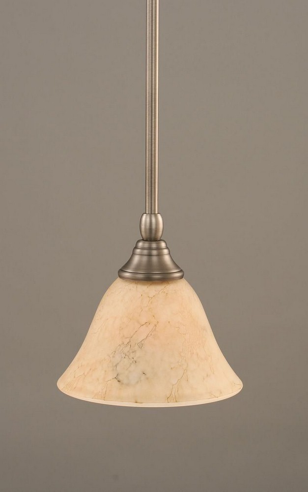 Toltec Lighting-23-BN-508-Any - 1 Light Stem Mini Pendant With Hang Straight Swivel-6.25 Inches Tall and 7 Inches Wide Brushed Nickel Italian Marble Any - 1 Light Stem Mini Pendant With Hang Straight 