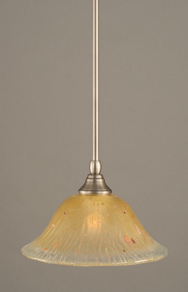 Toltec Lighting-23-BN-730-Any - 1 Light Stem Mini Pendant With Hang Straight Swivel-6.5 Inches Tall and 10 Inches Wide Brushed Nickel Amber Crystal Any - 1 Light Stem Mini Pendant With Hang Straight S