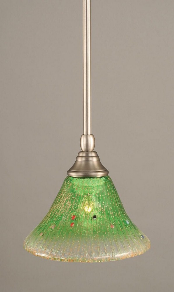 Toltec Lighting-23-BN-753-Any - 1 Light Stem Mini Pendant With Hang Straight Swivel-6.25 Inches Tall and 7 Inches Wide Brushed Nickel Kiwi Green Crystal Any - 1 Light Stem Mini Pendant With Hang Strai