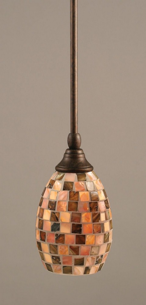 Toltec Lighting-23-BRZ-408-Any - 1 Light Stem Mini Pendant With Hang Straight Swivel-9 Inches Tall and 5 Inches Wide Bronze Sea Haze Seashell Any - 1 Light Stem Mini Pendant With Hang Straight Swivel-