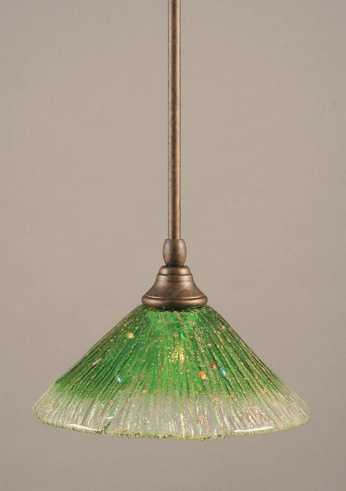 Toltec Lighting-23-BRZ-437-Any - 1 Light Stem Mini Pendant With Hang Straight Swivel-6.5 Inches Tall and 10 Inches Wide Bronze Kiwi Green Crystal Any - 1 Light Stem Mini Pendant With Hang Straight Swi