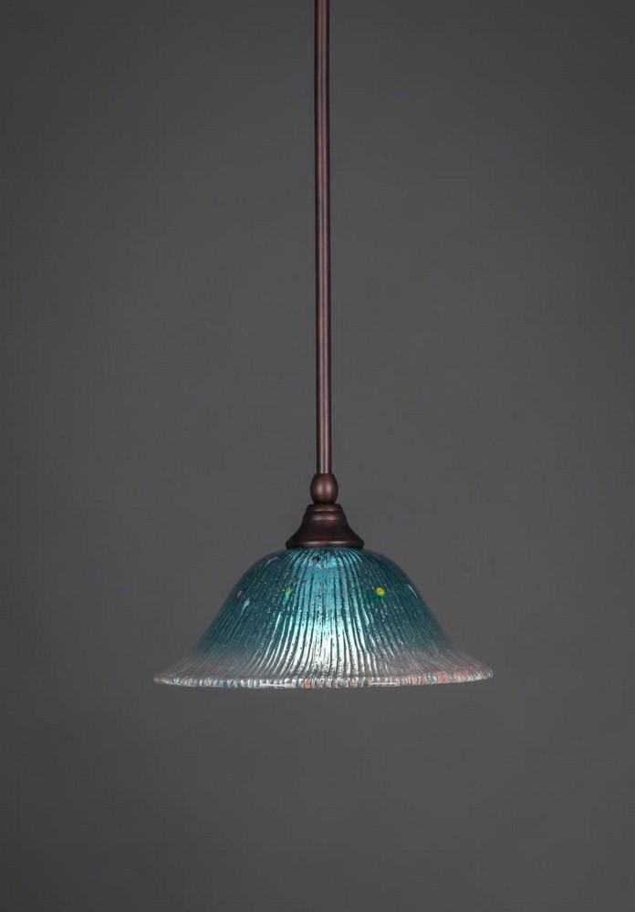 Toltec Lighting-23-BRZ-438-Any - 1 Light Stem Mini Pendant With Hang Straight Swivel-7 Inches Tall and 10 Inches Wide Bronze Teal Crystal Any - 1 Light Stem Mini Pendant With Hang Straight Swivel-7 In