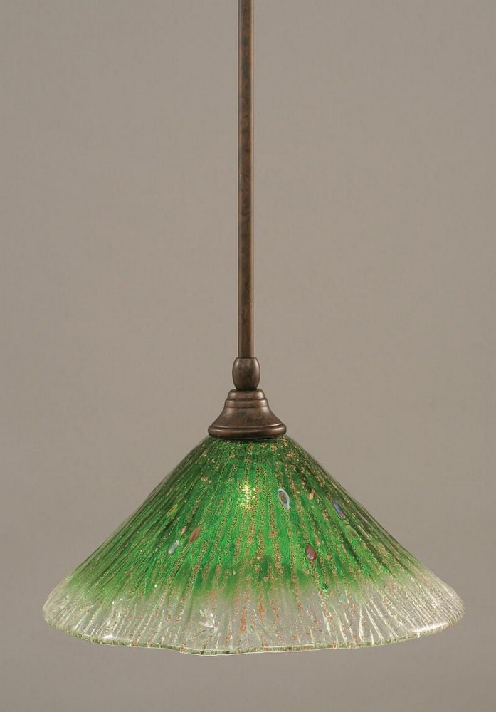 Toltec Lighting-23-BRZ-447-Any - 1 Light Stem Mini Pendant With Hang Straight Swivel-8 Inches Tall and 12 Inches Wide Bronze Kiwi Green Crystal Any - 1 Light Stem Mini Pendant With Hang Straight Swive