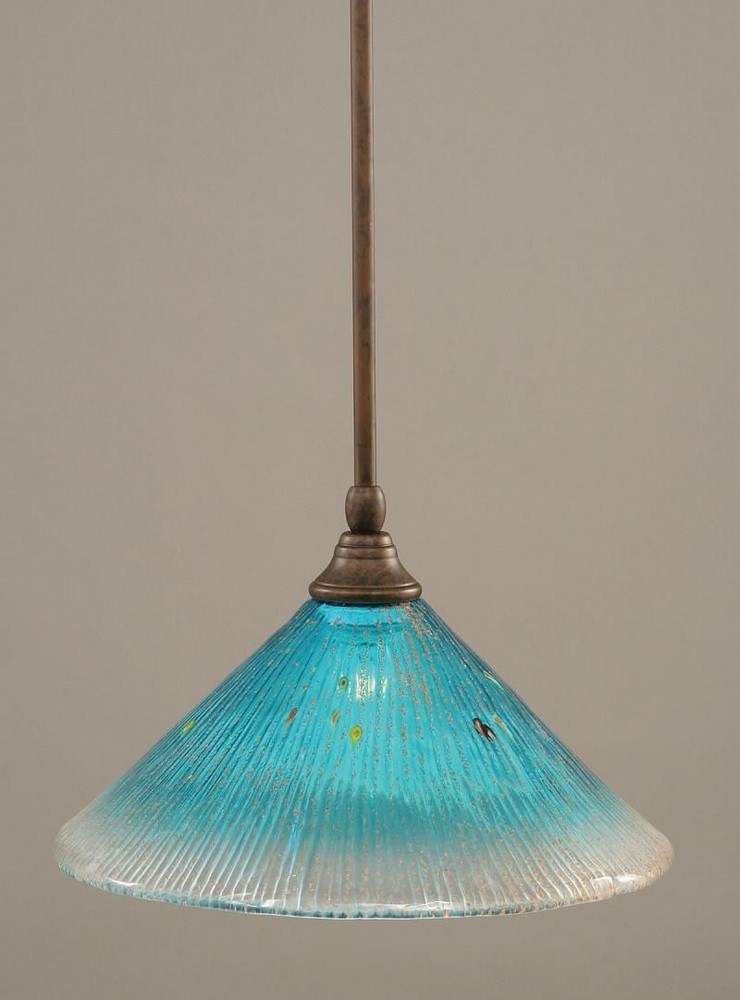 Toltec Lighting-23-BRZ-448-Any - 1 Light Stem Mini Pendant With Hang Straight Swivel-8 Inches Tall and 12 Inches Wide Bronze Teal Crystal Any - 1 Light Stem Mini Pendant With Hang Straight Swivel-8 In