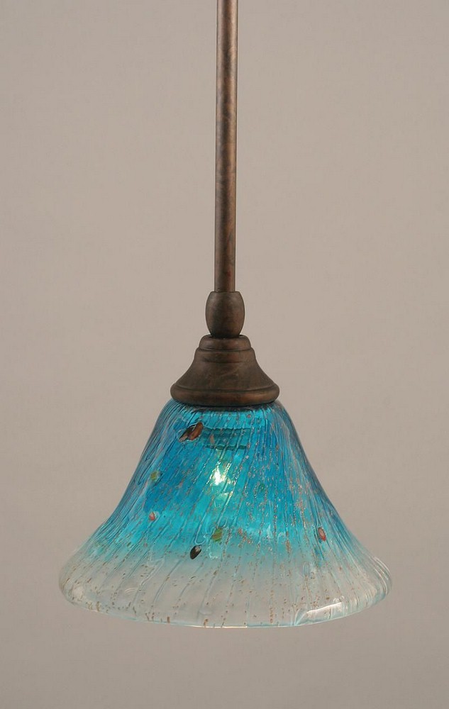 Toltec Lighting-23-BRZ-458-Any - 1 Light Stem Mini Pendant With Hang Straight Swivel-6.25 Inches Tall and 7 Inches Wide Bronze Teal Crystal Any - 1 Light Stem Mini Pendant With Hang Straight Swivel-6.