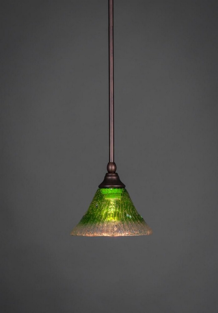 Toltec Lighting-23-BRZ-753-Any - 1 Light Stem Mini Pendant With Hang Straight Swivel-6.25 Inches Tall and 7 Inches Wide Bronze Kiwi Green Crystal Any - 1 Light Stem Mini Pendant With Hang Straight Swi