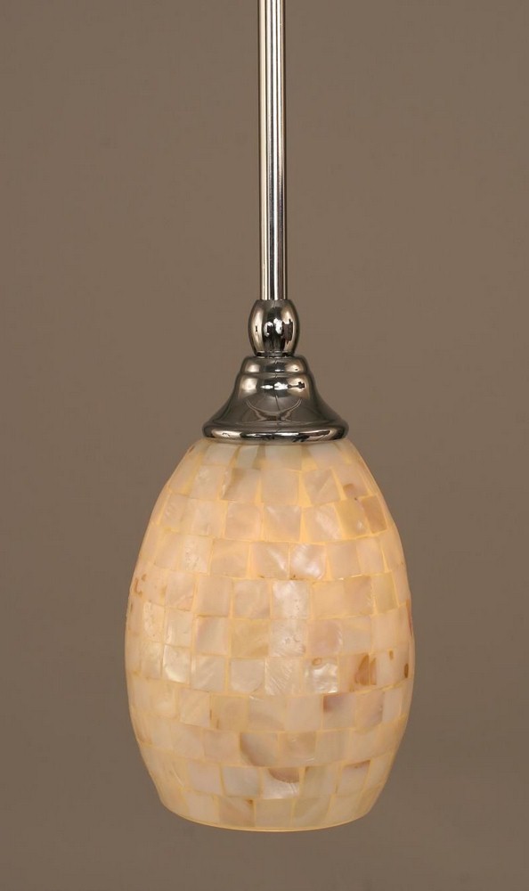 Toltec Lighting-23-CH-406-Any - 1 Light Stem Mini Pendant With Hang Straight Swivel-9 Inches Tall and 5 Inches Wide Chrome Ivory Seashell Any - 1 Light Stem Mini Pendant With Hang Straight Swivel-9 In