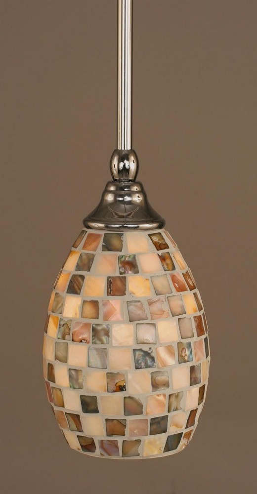 Toltec Lighting-23-CH-408-Any - 1 Light Stem Mini Pendant With Hang Straight Swivel-9 Inches Tall and 5 Inches Wide Chrome Sea Haze Seashell Any - 1 Light Stem Mini Pendant With Hang Straight Swivel-9