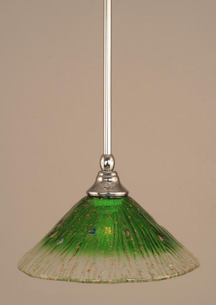 Toltec Lighting-23-CH-437-Any - 1 Light Stem Mini Pendant With Hang Straight Swivel-6.5 Inches Tall and 10 Inches Wide Chrome Kiwi Green Crystal Any - 1 Light Stem Mini Pendant With Hang Straight Swiv