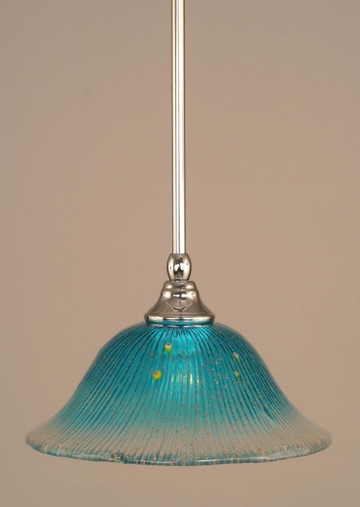 Toltec Lighting-23-CH-438-Any - 1 Light Stem Mini Pendant With Hang Straight Swivel-6.5 Inches Tall and 10 Inches Wide Chrome Teal Crystal Any - 1 Light Stem Mini Pendant With Hang Straight Swivel-6.5