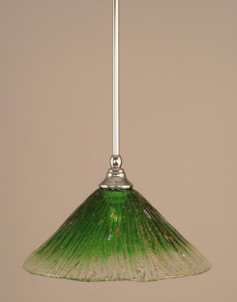 Toltec Lighting-23-CH-447-Any - 1 Light Stem Mini Pendant With Hang Straight Swivel-8 Inches Tall and 12 Inches Wide Chrome Kiwi Green Crystal Any - 1 Light Stem Mini Pendant With Hang Straight Swivel