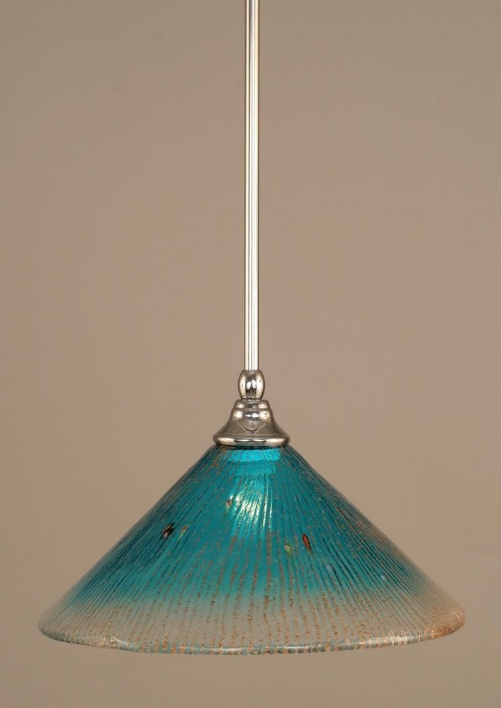 Toltec Lighting-23-CH-448-Any - 1 Light Stem Mini Pendant With Hang Straight Swivel-8 Inches Tall and 12 Inches Wide Chrome Teal Crystal Any - 1 Light Stem Mini Pendant With Hang Straight Swivel-8 Inc