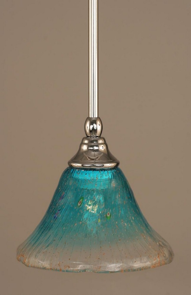 Toltec Lighting-23-CH-458-Any - 1 Light Stem Mini Pendant With Hang Straight Swivel-6.25 Inches Tall and 7 Inches Wide Chrome Teal Crystal Any - 1 Light Stem Mini Pendant With Hang Straight Swivel-6.2