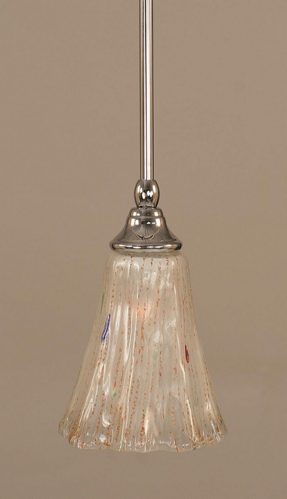 Toltec Lighting-23-CH-721-Any - 1 Light Stem Mini Pendant With Hang Straight Swivel-8.25 Inches Tall and 5.5 Inches Wide Chrome Frosted Crystal Any - 1 Light Stem Mini Pendant With Hang Straight Swive