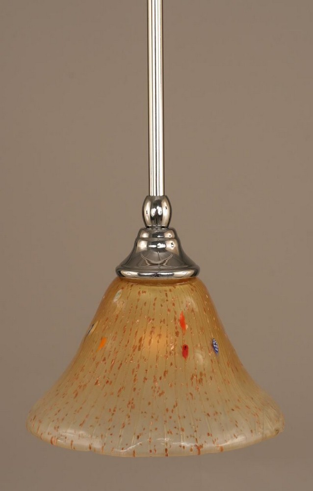 Toltec Lighting-23-CH-750-Any - 1 Light Stem Mini Pendant With Hang Straight Swivel-6.5 Inches Tall and 7 Inches Wide Chrome Amber Crystal Black Copper Finish