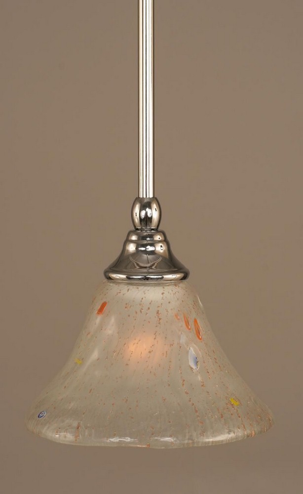 Toltec Lighting-23-CH-751-Any - 1 Light Stem Mini Pendant With Hang Straight Swivel-6.5 Inches Tall and 7 Inches Wide Chrome Frosted Crystal Black Copper Finish