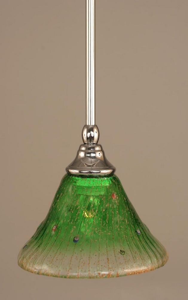 Toltec Lighting-23-CH-753-Any - 1 Light Stem Mini Pendant With Hang Straight Swivel-6.25 Inches Tall and 7 Inches Wide Chrome Kiwi Green Crystal Any - 1 Light Stem Mini Pendant With Hang Straight Swiv