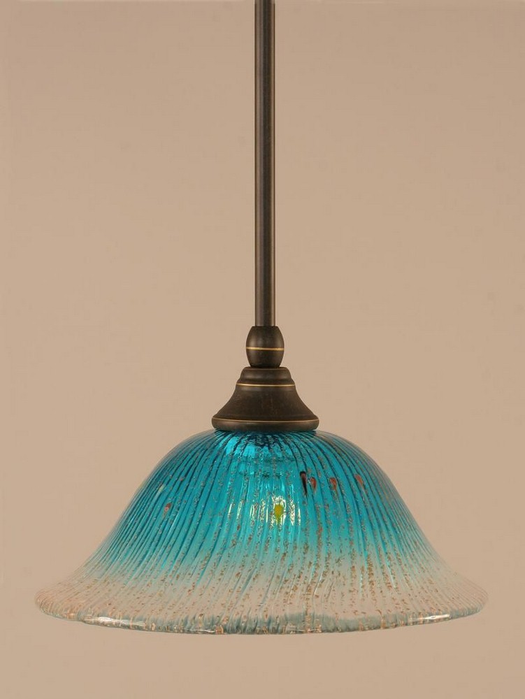 Toltec Lighting-23-DG-438-Any - 1 Light Stem Mini Pendant With Hang Straight Swivel-6.5 Inches Tall and 10 Inches Wide Dark Granite Teal Crystal Any - 1 Light Stem Mini Pendant With Hang Straight Swiv