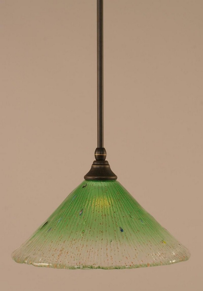 Toltec Lighting-23-DG-447-Any - 1 Light Stem Mini Pendant With Hang Straight Swivel-8 Inches Tall and 12 Inches Wide Dark Granite Kiwi Green Crystal Any - 1 Light Stem Mini Pendant With Hang Straight 