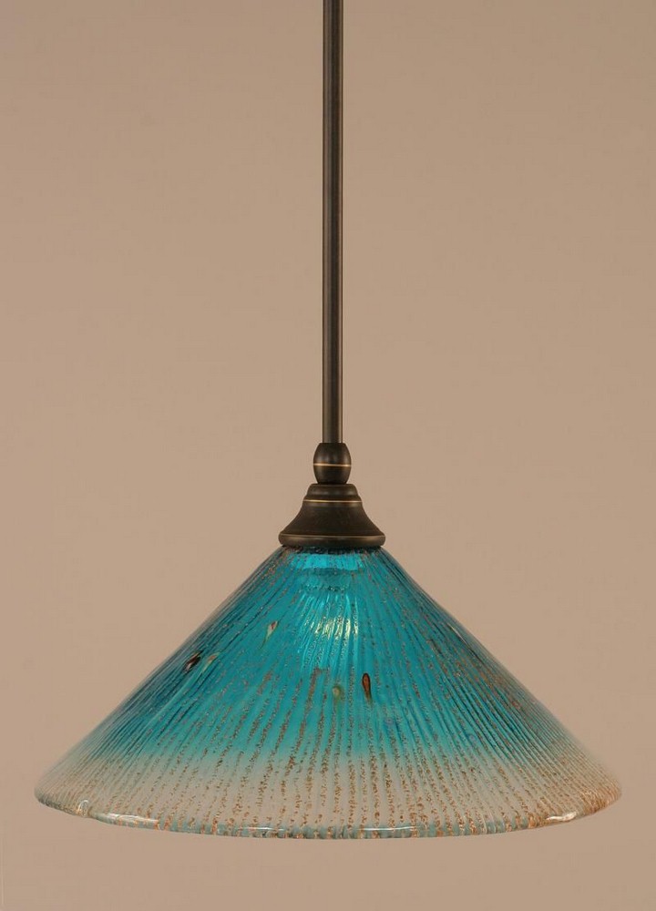 Toltec Lighting-23-DG-448-Any - 1 Light Stem Mini Pendant With Hang Straight Swivel-8 Inches Tall and 12 Inches Wide Dark Granite Teal Crystal Any - 1 Light Stem Mini Pendant With Hang Straight Swivel