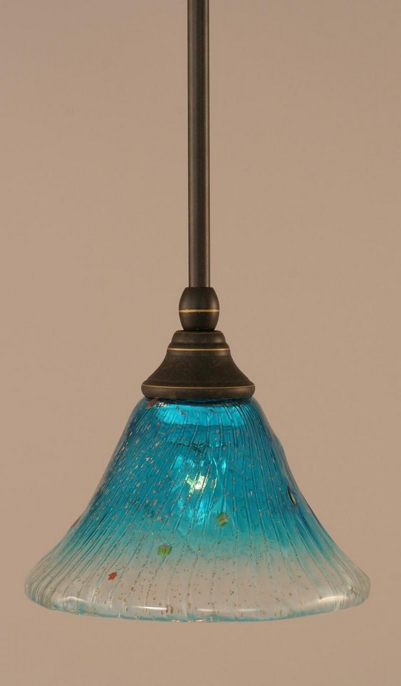 Toltec Lighting-23-DG-458-Any - 1 Light Stem Mini Pendant With Hang Straight Swivel-6.25 Inches Tall and 7 Inches Wide Dark Granite Teal Crystal Any - 1 Light Stem Mini Pendant With Hang Straight Swiv