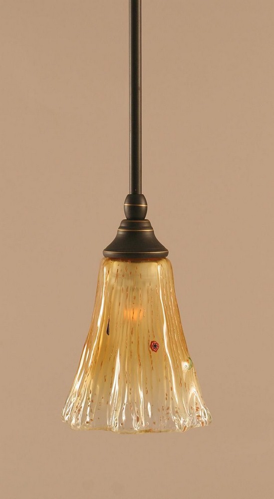 Toltec Lighting-23-DG-720-Any - 1 Light Stem Mini Pendant With Hang Straight Swivel-8.25 Inches Tall and 5.5 Inches Wide Dark Granite Amber Crystal Any - 1 Light Stem Mini Pendant With Hang Straight S