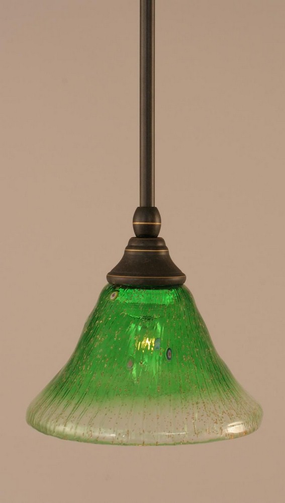 Toltec Lighting-23-DG-753-Any - 1 Light Stem Mini Pendant With Hang Straight Swivel-6.5 Inches Tall and 7 Inches Wide Dark Granite Kiwi Green Crystal Black Copper Finish