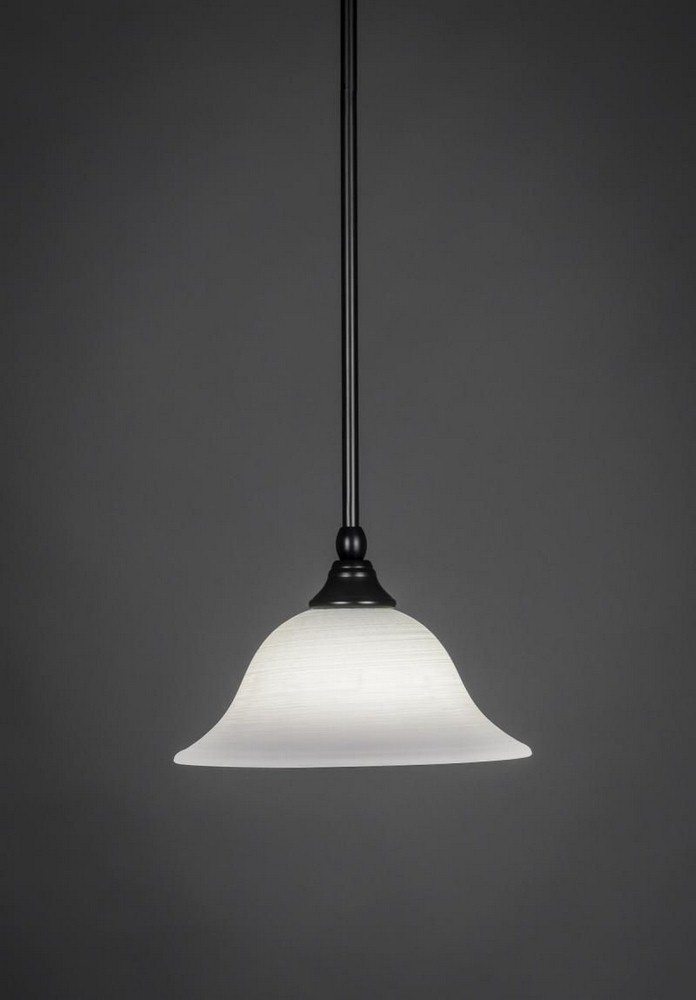 Toltec Lighting-23-MB-613-Any - 1 Light Stem Mini Pendant With Hang Straight Swivel-6.25 Inches Tall and 10 Inches Wide Matte Black White Linen Any - 1 Light Stem Mini Pendant With Hang Straight Swive