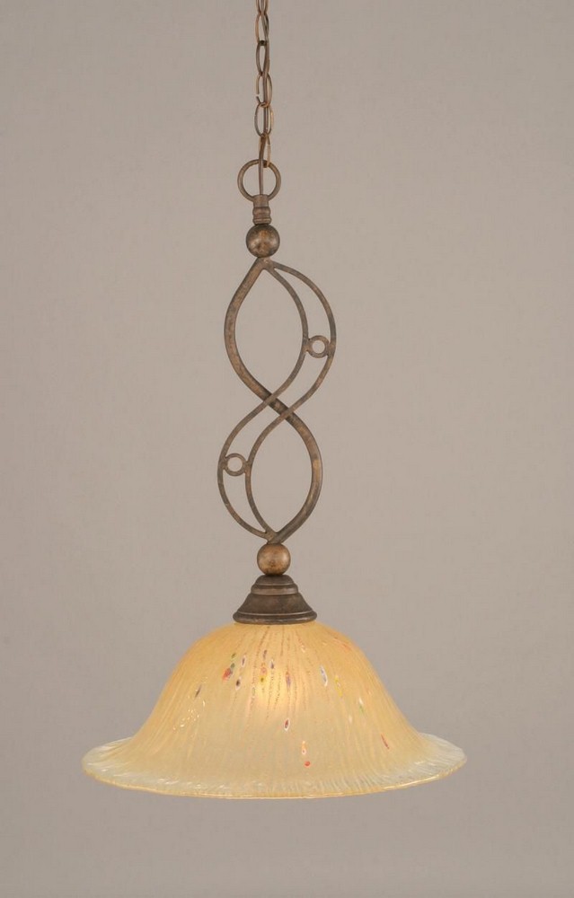 Toltec Lighting-231-BRZ-740-Jazz - 1 Light Pendant-26 Inches Tall and 17 Inches Wide   Bronze Finish with Amber Crystal Glass