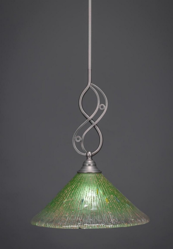 Toltec Lighting-232-BN-447-Jazz - 1 Light Stem Mini Pendant With Hang Straight Swivel-16.75 Inches Tall and 12 Inches Wide Brushed Nickel Kiwi Green Crystal Brushed Nickel Finish with Kiwi Green Cryst