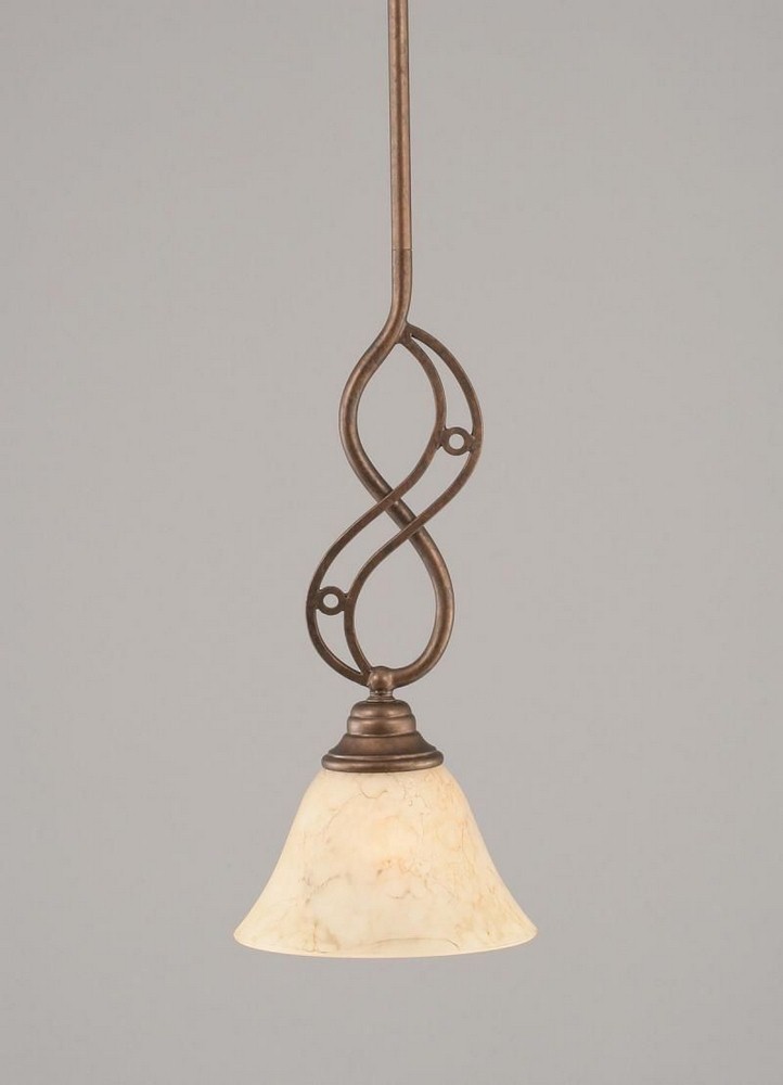 Toltec Lighting-232-BRZ-508-Jazz - 1 Light Stem Mini Pendant With Hang Straight Swivel-15.75 Inches Tall and 7 Inches Wide   Bronze Finish with Italian Marble Glass