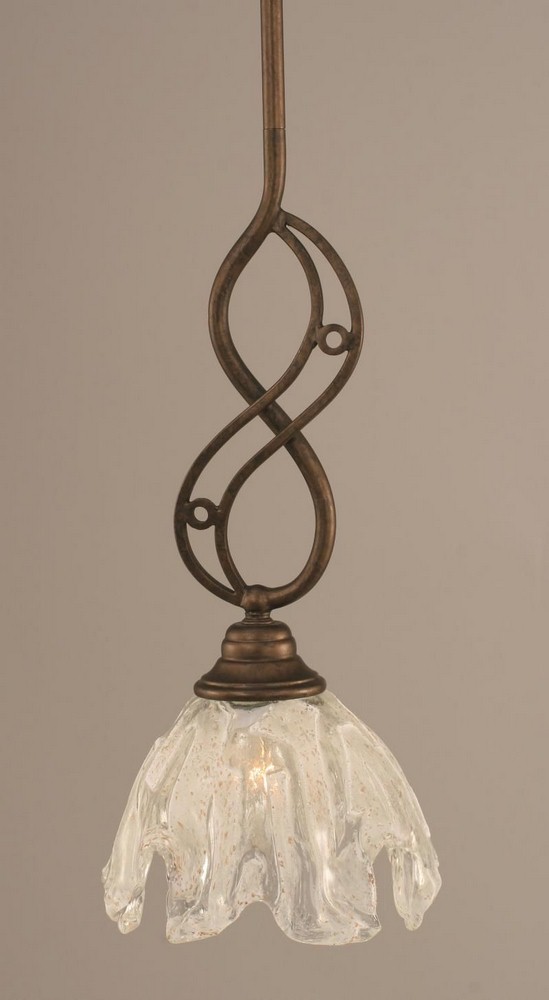 Toltec Lighting-232-BRZ-759-Jazz - 1 Light Stem Mini Pendant With Hang Straight Swivel-16 Inches Tall and 7 Inches Wide   Bronze Finish with Italian Ice Glass