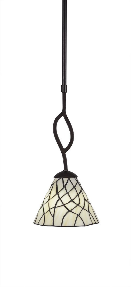 Toltec Lighting-240-DG-9115-Revo - 1 Light Mini Pendant-14.5 Inches Tall and 7 Inches Wide Dark Granite Sandhill Art Dark Granite Finish with Fluted Italian Ice Glass