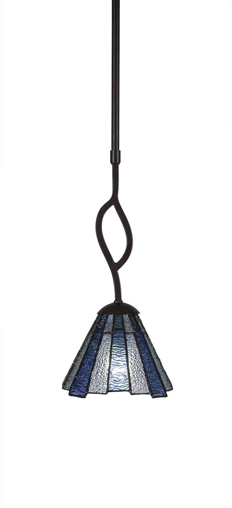 Toltec Lighting-240-DG-9325-Revo - 1 Light Mini Pendant-14.5 Inches Tall and 7 Inches Wide Dark Granite Sea Ice Art Dark Granite Finish with Fluted Italian Ice Glass