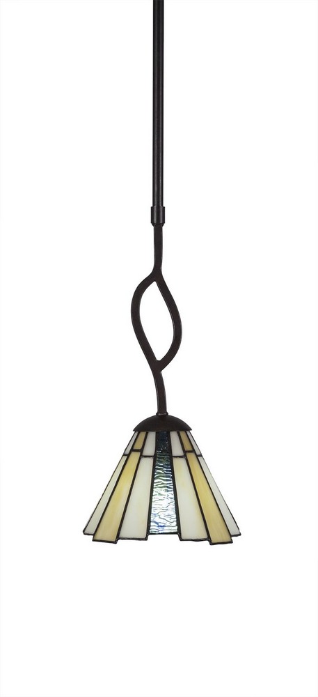 Toltec Lighting-240-DG-9335-Revo - 1 Light Mini Pendant-14.5 Inches Tall and 7 Inches Wide Dark Granite Sequoia Art Dark Granite Finish with Fluted Italian Ice Glass