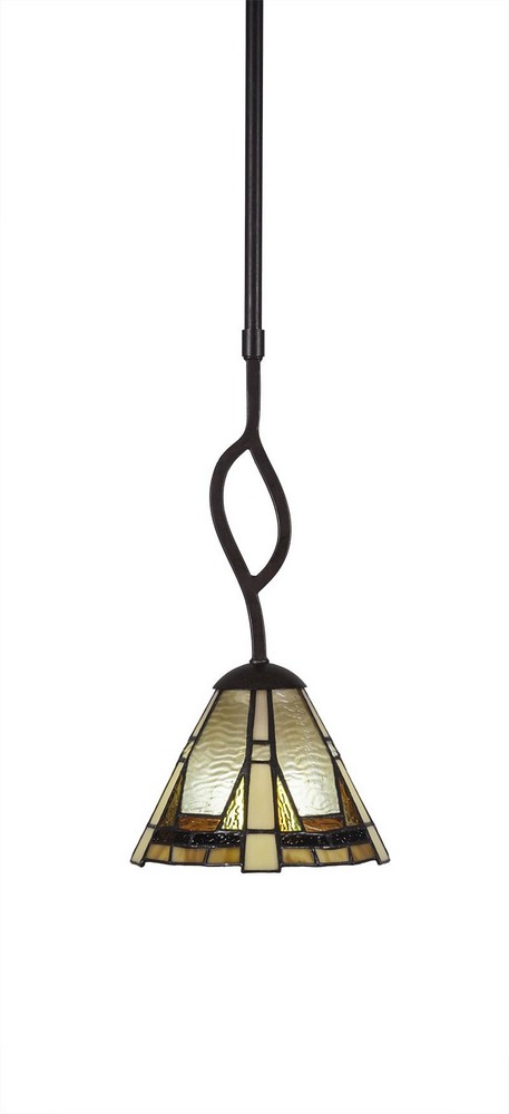 Toltec Lighting-240-DG-9345-Revo - 1 Light Mini Pendant-14.5 Inches Tall and 7 Inches Wide Dark Granite Zion Art Dark Granite Finish with Fluted Italian Ice Glass