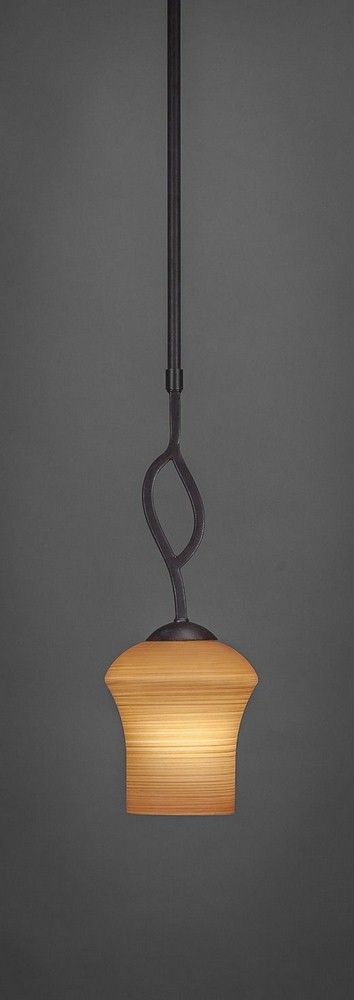 Toltec Lighting-240-DG-680-Revo - 1 Light Mini Pendant-15.75 Inches Tall and 5.5 Inches Wide Dark Granite Zilo Cayenne Linen Revo - 1 Light Mini Pendant-15.75 Inches Tall and 5.5 Inches Wide