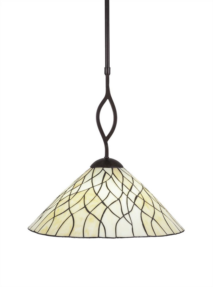 Toltec Lighting-241-DG-911-Revo-One Light Pendant-16 Inches Wide by 17 Inches High   Dark Granite Finish with Sandhill Tiffany Glass