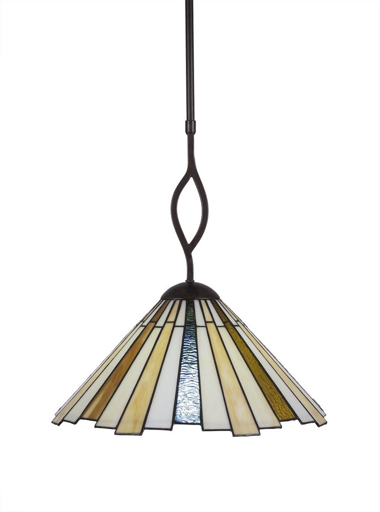 Toltec Lighting-241-DG-933-Revo-One Light Pendant-16 Inches Wide by 17 Inches High   Dark Granite Finish with Sequoia Tiffany Glass