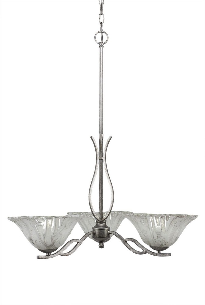 Toltec Lighting-243-AS-7193-Revo-Three Light Chandelier-22.5 Inches Wide by 18.75 Inches High   Aged Silver Finish with Italian Ice Crystal Glass