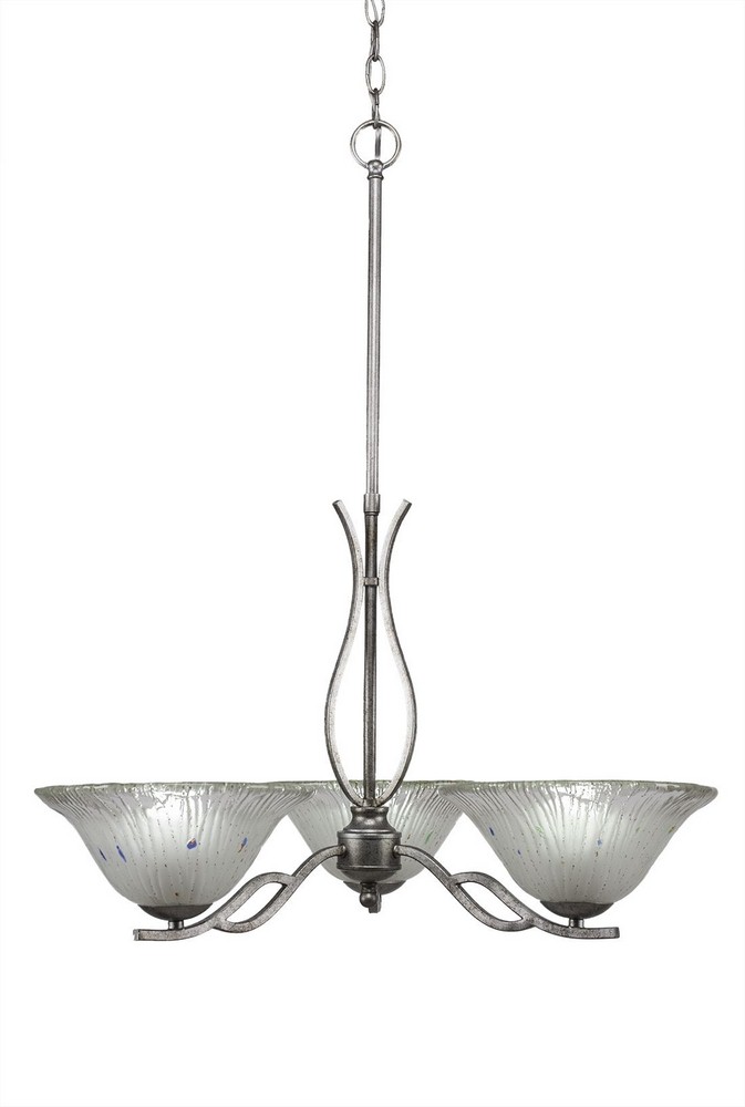 Toltec Lighting-243-AS-731-Revo-Three Light Chandelier-22.5 Inches Wide by 18.75 Inches High   Aged Silver Finish with Frosted Crystal Glass