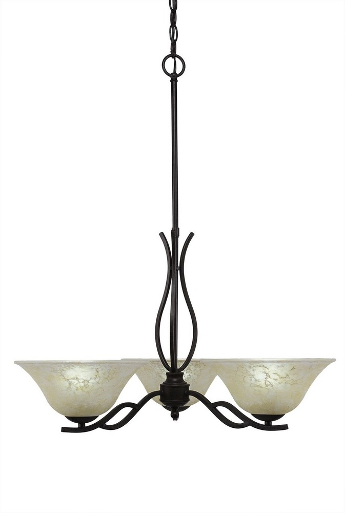 Toltec Lighting-243-DG-513-Revo - 3 Light Chandelier-18.75 Inches Tall and 23 Inches Wide Dark Granite Amber Marble Dark Granite Finish with Frosted Crystal Glass