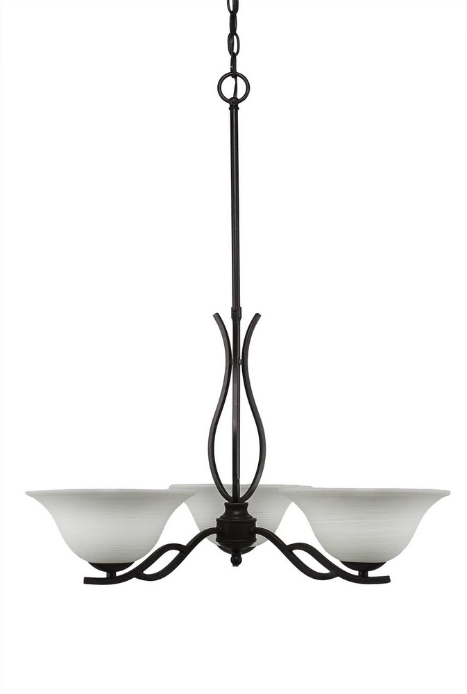 Toltec Lighting-243-DG-613-Revo - 3 Light Chandelier-18.75 Inches Tall and 22.75 Inches Wide Dark Granite White Linen Revo - 3 Light Chandelier-18.75 Inches Tall and 22.75 Inches Wide