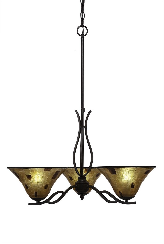 Toltec Lighting-243-DG-703-Revo - 3 Light Chandelier-18.75 Inches Tall and 22.5 Inches Wide   Revo - 3 Light Chandelier-18.75 Inches Tall and 22.5 Inches Wide