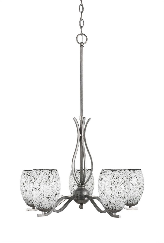 Toltec Lighting-245-AS-4165-Revo - 5 Light Chandelier-18.5 Inches Tall and 21 Inches Wide Aged Silver Black Fusion Revo - 5 Light Chandelier-18.5 Inches Tall and 21 Inches Wide