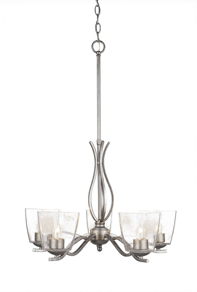 Toltec Lighting-245-AS-461-Revo - 5 Light Chandelier-18.5 Inches Tall and 20.25 Inches Wide Aged Silver Clear Bubble Revo - 5 Light Chandelier-18.5 Inches Tall and 20.25 Inches Wide