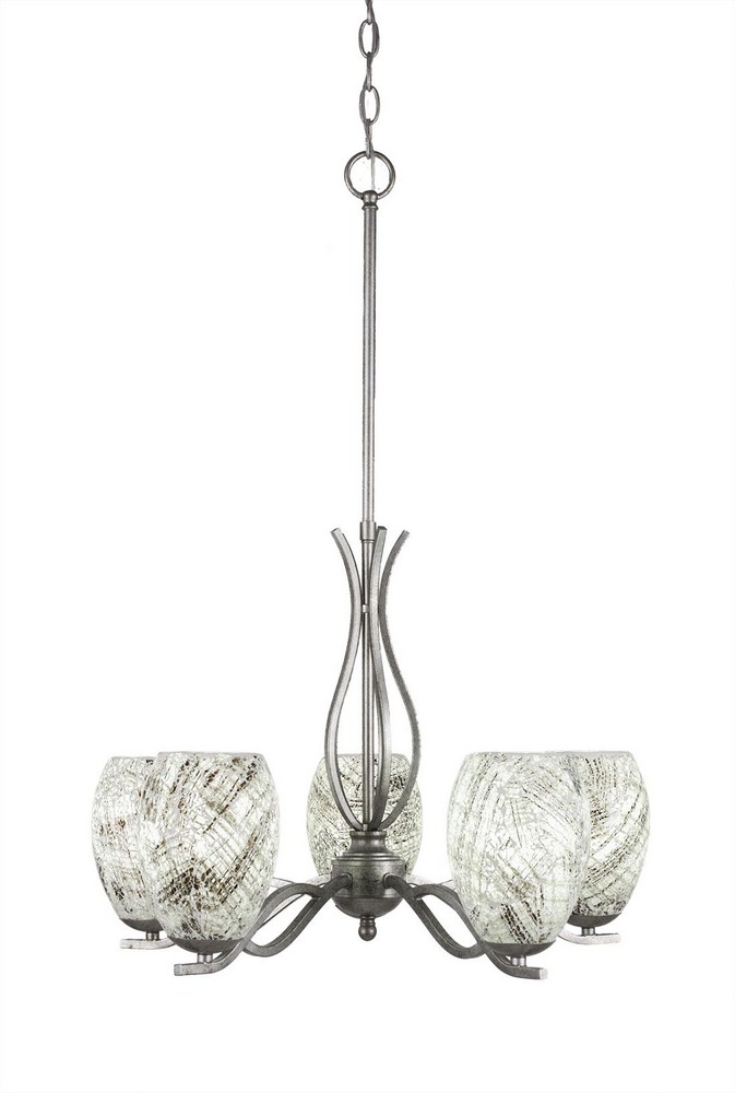 Toltec Lighting-245-AS-5054-Revo - 5 Light Chandelier-18.5 Inches Tall and 21 Inches Wide Aged Silver Natural Fusion Revo - 5 Light Chandelier-18.5 Inches Tall and 21 Inches Wide