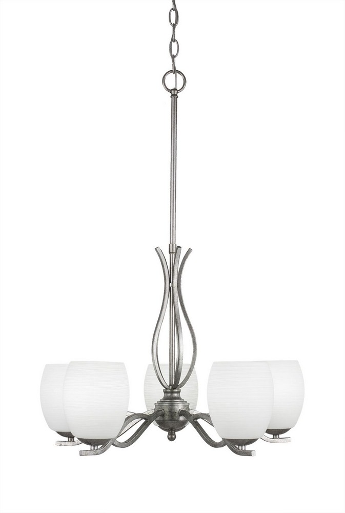 Toltec Lighting-245-AS-615-Revo - 5 Light Chandelier-18.5 Inches Tall and 20.25 Inches Wide Aged Silver White Linen Revo - 5 Light Chandelier-18.5 Inches Tall and 20.25 Inches Wide